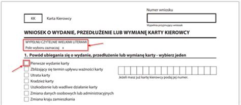 Schemat procesu składania wniosku o kartę kierowcy