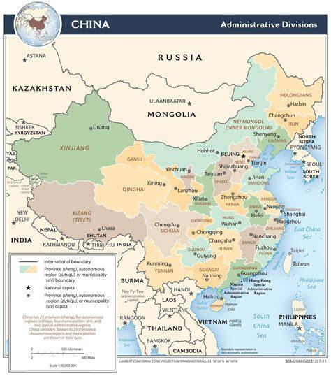 Mapa Chin z zaznaczoną prowincją Guangdong
