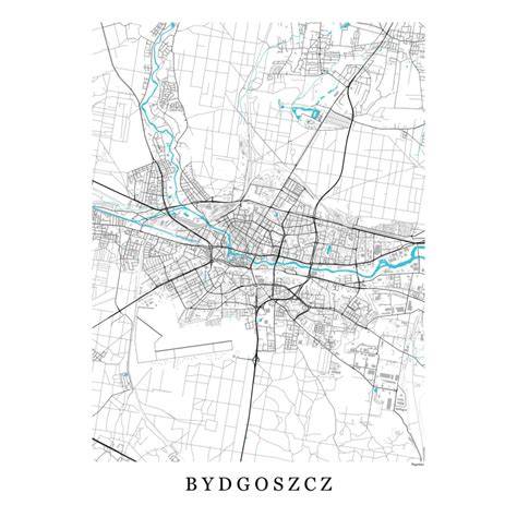 Mapa Bydgoszczy z zaznaczonymi centrami handlowymi