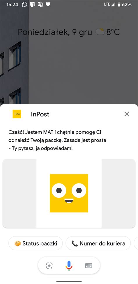Interfejs chatbota Mat InPost