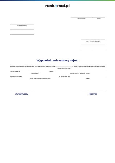 Infografika przedstawiająca terminy wypowiedzenia umowy najmu