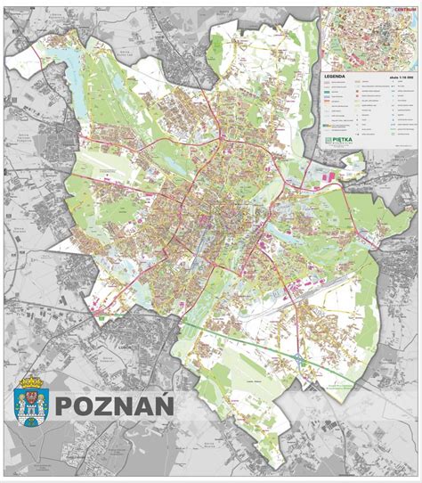 Mapa Poznania z zaznaczonymi dzielnicami