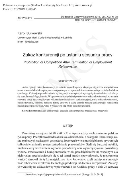 Schemat zakazu konkurencji w trakcie stosunku pracy