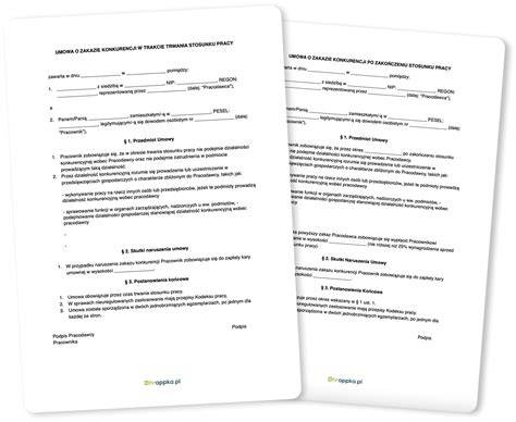 Grafika przedstawiająca kluczowe elementy umowy o zakazie konkurencji