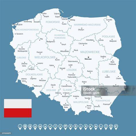 Mapa Polski z zaznaczonym Radomiem