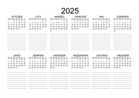 Schemat przedstawiający kalendarz z zaznaczonym okresem wakacji i ferii
