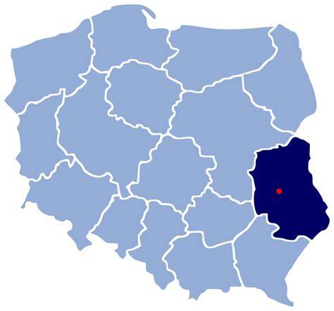 Mapa Polski z zaznaczonym Lublinem