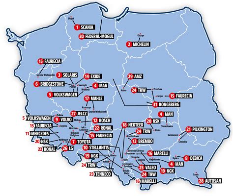 Mapa fabryk P&G w Polsce