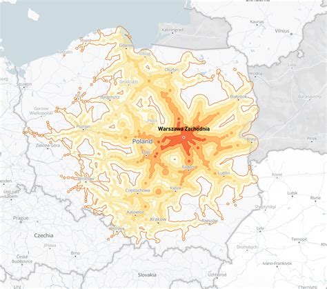 Mapa pokazująca obszary objęte przekształceniem użytkowania wieczystego