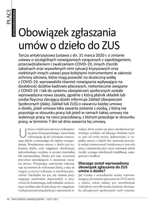 Infografika wyjaśniająca obowiązek zgłaszania umów o dzieło do ZUS