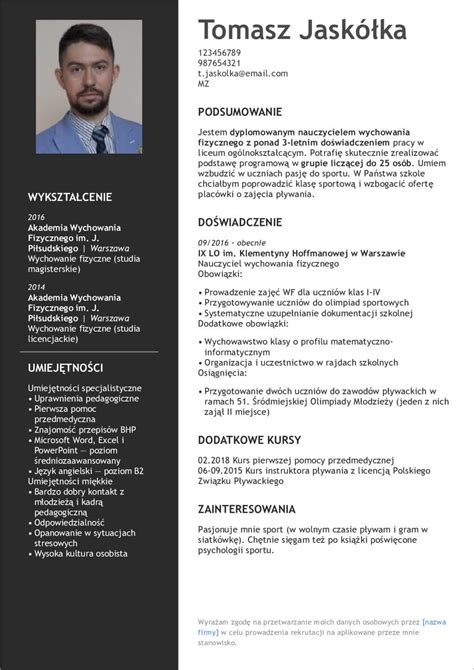 Przykład prawidłowo sformatowanej sekcji 