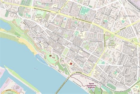 Mapa Płocka z zaznaczonymi placówkami medycznymi