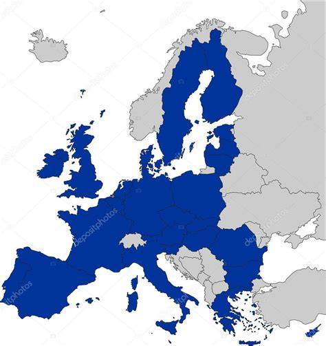 Mapa Unii Europejskiej z zaznaczonymi państwami członkowskimi