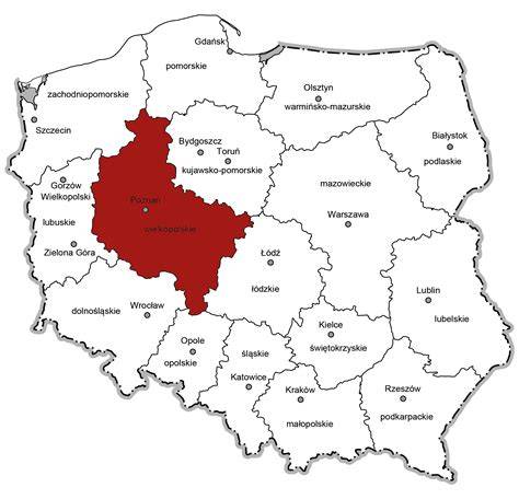 Mapa Polski z zaznaczonym Rzeszowem i Podkarpaciem
