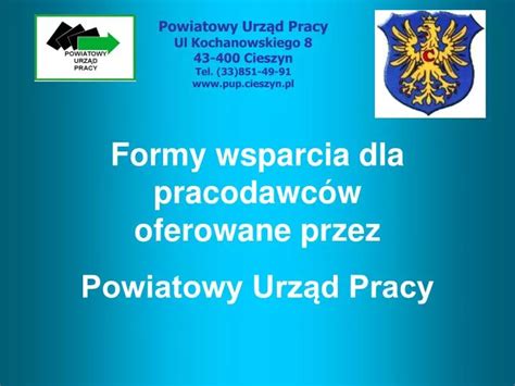 Schemat przedstawiający różne formy wsparcia oferowane przez Powiatowy Urząd Pracy