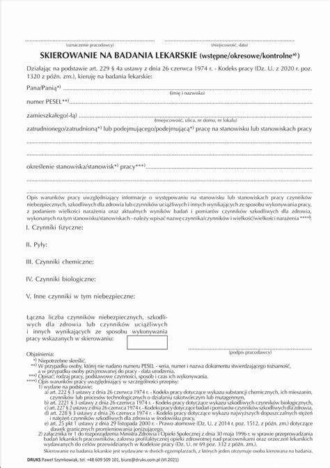Skierowanie na badania lekarskie